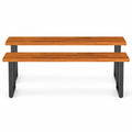 Airfind Set of 2 Wood Patio Bench 47.5 Inch Long Dining Bench for Entryway Poolside, 800 lbs Capacity, Acacia Wood Metal Frame, Wood