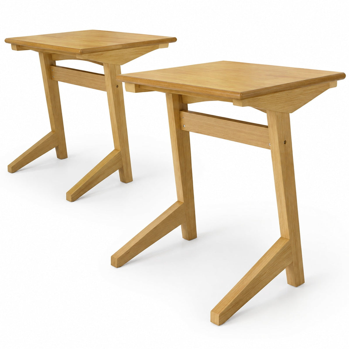 Airfind Set of 2 Wood Sofa Side Table C, 165 lbs Capacity, Rubber Wood MDF Frame, 20 x 18 x 24.5 Footprint, Wood