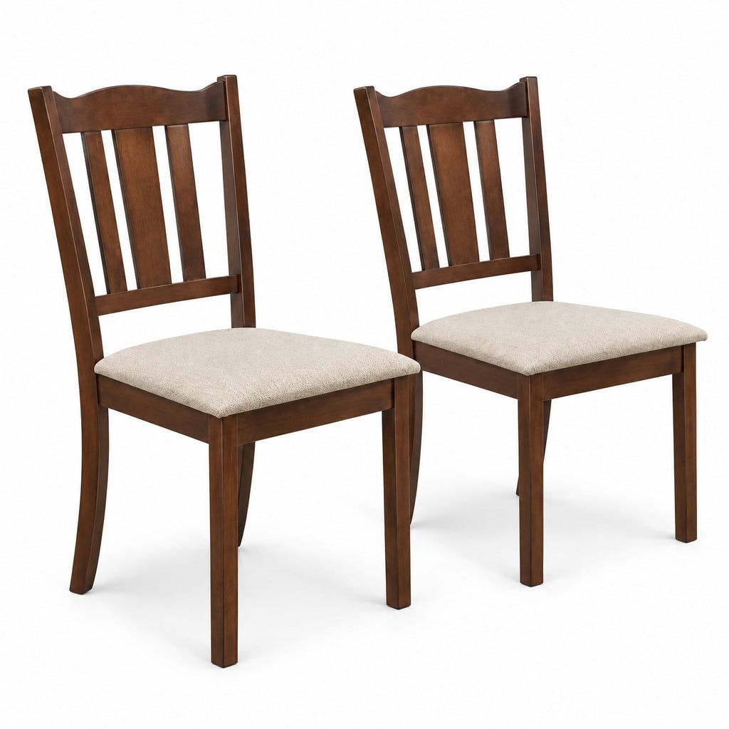 Airfind Set of 2 Wooden Dining Chair with Hollow Back and Soft-padded Cushion, 330 lbs Capacity, Rubberwood Fabric Sponge Engineered Wood Frame