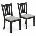 Airfind Set of 2 Wooden Dining Chair with Hollow Back and Soft-padded Cushion, 330 lbs Capacity, Rubberwood Fabric Sponge Engineered Wood Frame