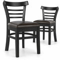 Airfind Set of 2 Wooden Dining Chair with Rubber Wood Legs for Restaurant, Chair 400 lbs Capacity, Rubber Wood PU Leather Sponge Frame, Black