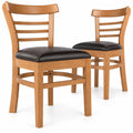 Airfind Set of 2 Wooden Dining Chair with Rubber Wood Legs for Restaurant, Chair 400 lbs Capacity, Rubber Wood PU Leather Sponge Frame, Brown