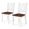 Airfind Set of 2 Wooden Farmhouse Kitchen Chairs with Rubber Wood Seat, 360 lbs Capacity, LVL Rubber Wood Acacia Wood Frame, Walnut+White