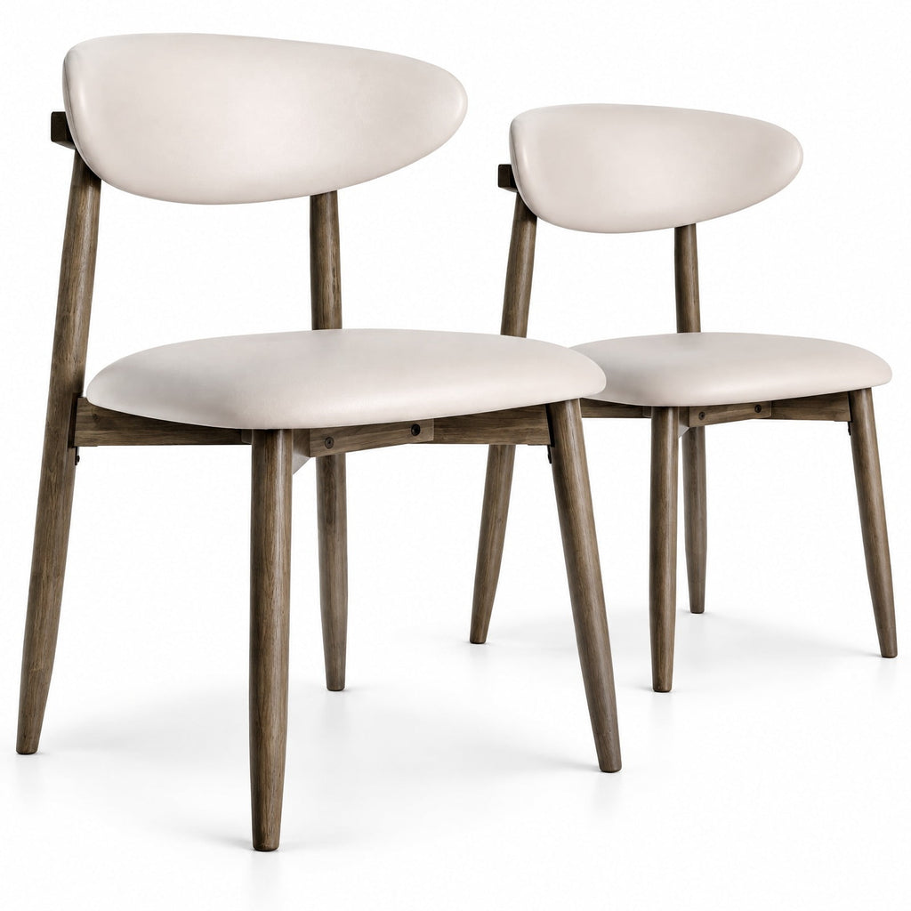 Airfind Set of 2 Wooden Modern Upholstered Dining Chairs with Curved Backrest, Chair 330 lbs Capacity, Rubber Wood Frame, Beige