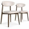 Airfind Set of 2 Wooden Modern Upholstered Dining Chairs with Curved Backrest, Chair 330 lbs Capacity, Rubber Wood Frame, Beige