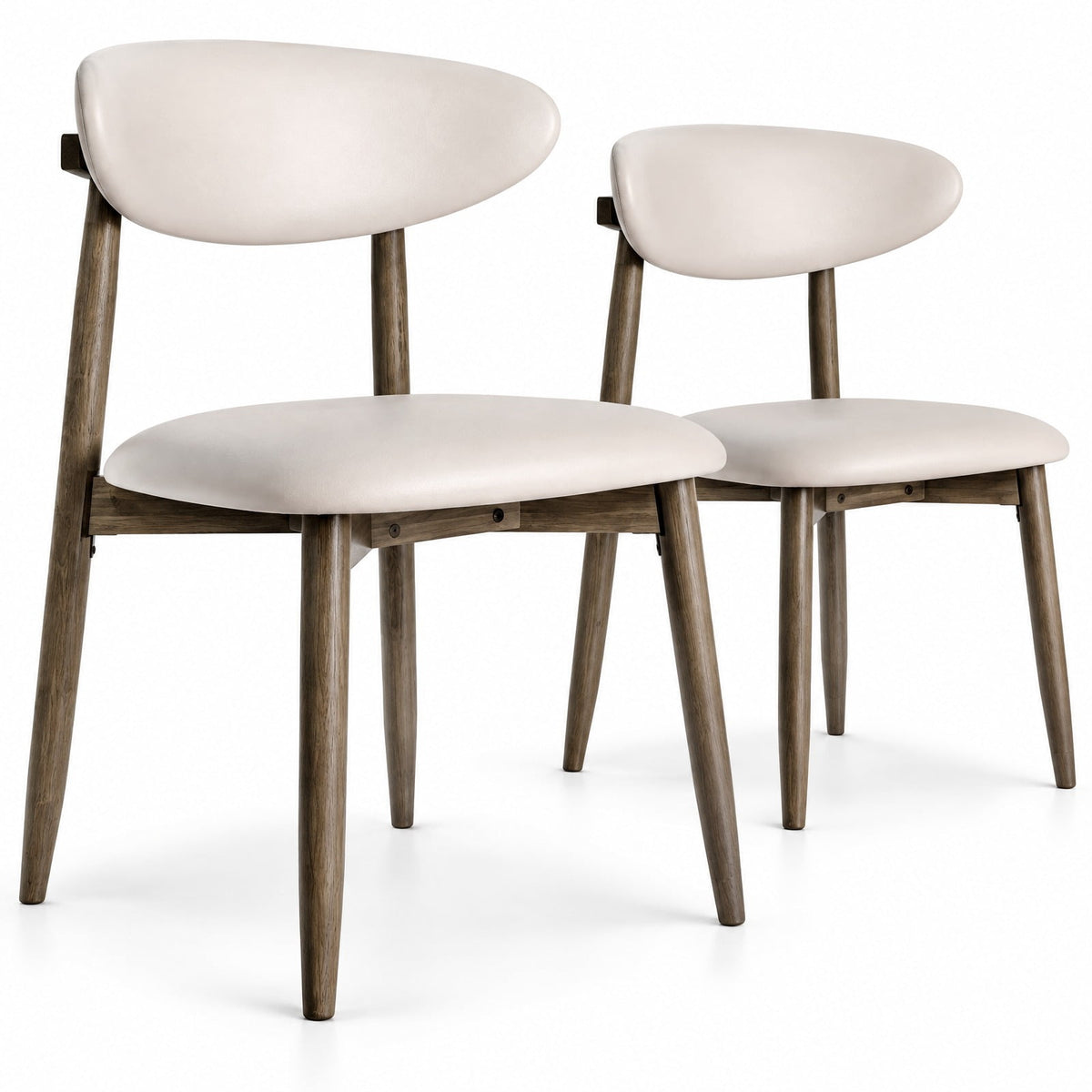 Airfind Set of 2 Wooden Modern Upholstered Dining Chairs with Curved Backrest, Chair 330 lbs Capacity, Rubber Wood Frame, Beige