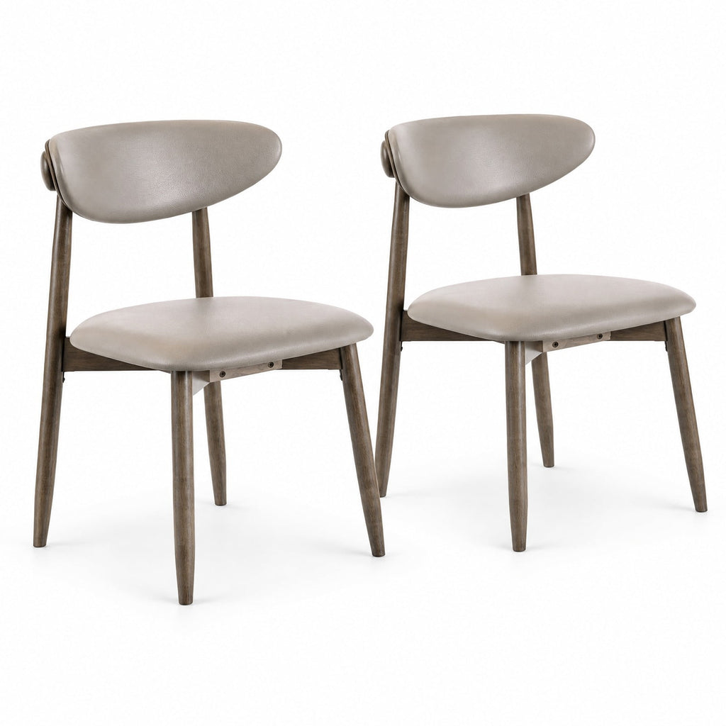 Airfind Set of 2 Wooden Modern Upholstered Dining Chairs with Curved Backrest, Chair 330 lbs Capacity, Rubber Wood Frame, Gray