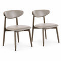 Airfind Set of 2 Wooden Modern Upholstered Dining Chairs with Curved Backrest, Chair 330 lbs Capacity, Rubber Wood Frame, Gray