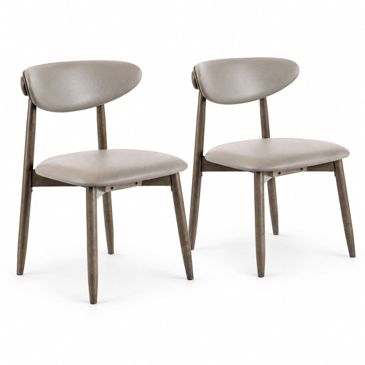 Airfind Set of 2 Wooden Modern Upholstered Dining Chairs with Curved Backrest, Chair 330 lbs Capacity, Rubber Wood Frame, Gray