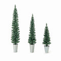 Airfind Set of 3 Potted Artificial Christmas Tree with Silver Metal Buckets, PVC Metal Tree Height 3/4/5 ft Tree Width 1 ft Frame, Silver