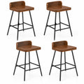 Airfind Set of 4 24 Inch Industrial Rubber Wood Bar Stool with Low Back Metal Legs and Footrest, 330 lbs Capacity, Rubber Wood Metal Frame, Unspecified
