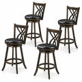 Airfind Set of 4 29 Inch Counter Height Bar Stools with Rubber Wood Frame, 330 lbs Capacity, Rubber Wood PU Sponge Metal Frame, Gray