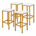 Airfind Set of 4 Bar Stool Set 26 Inch Bar Chair with Metal Legs and Footrest, 330 lbs Capacity, Engineered Wood Metal Frame, White