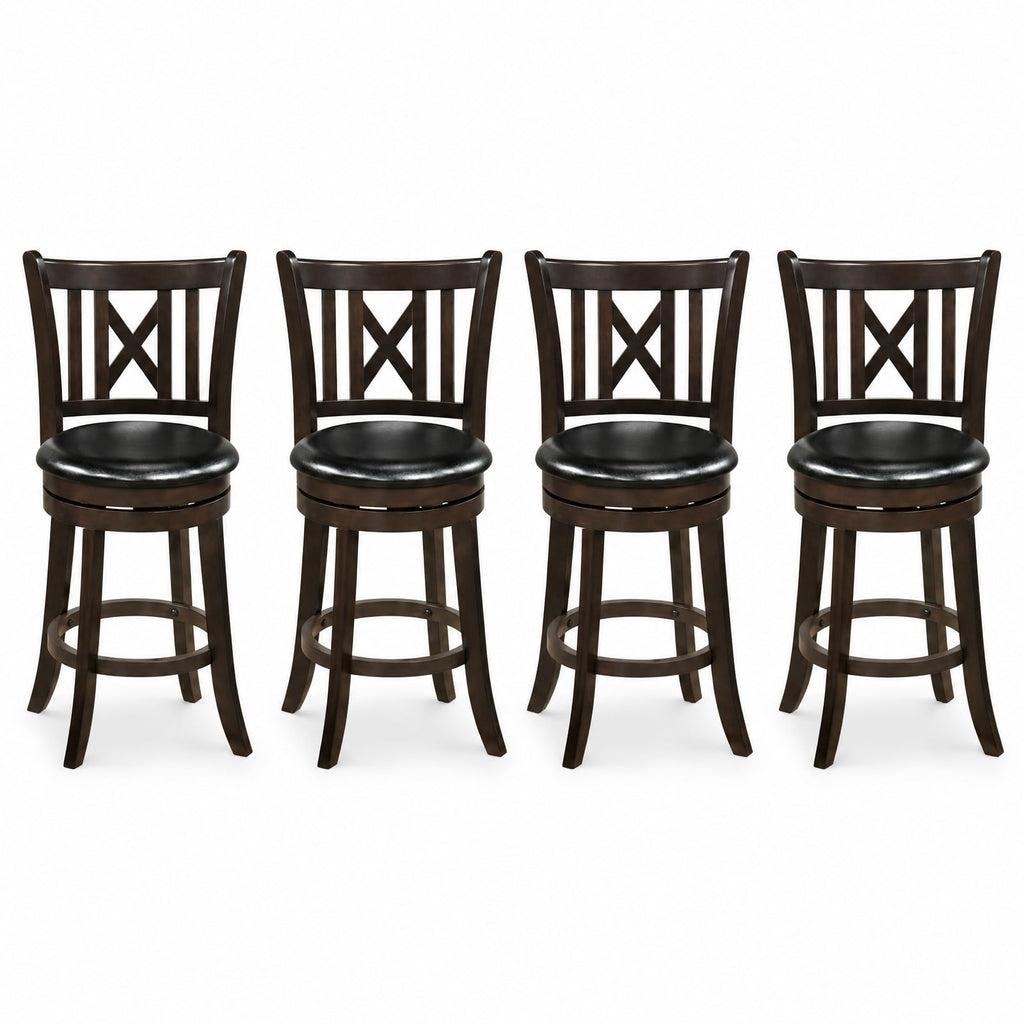 Airfind Set of 4 Bar Stools Swivel Bar Chairs with Hollowed Backrest and Footrest-26 inches, 275 lbs Capacity, 20 Inch x 18 Inch x 39.5 Inch Footprint