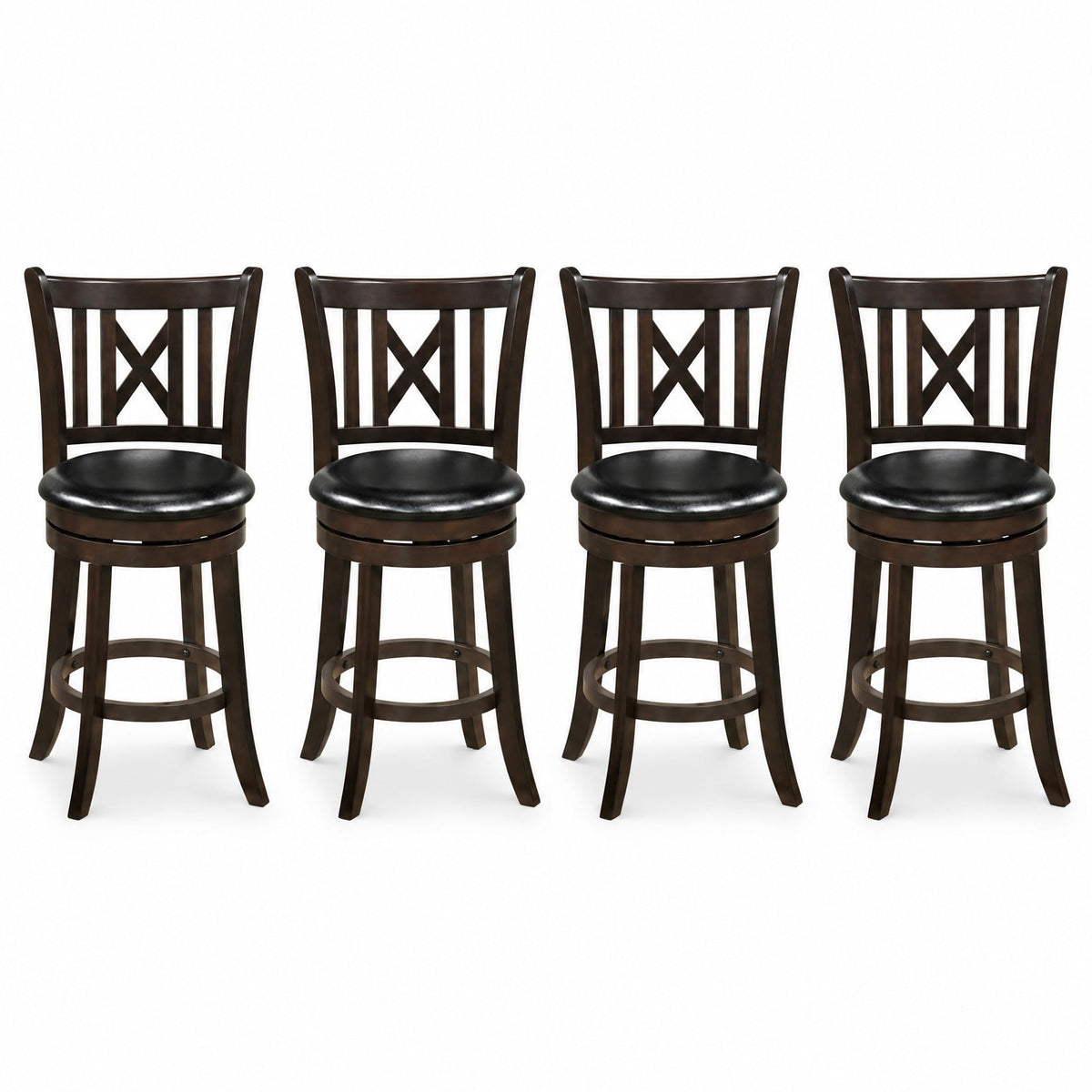 Airfind Set of 4 Bar Stools Swivel Bar Chairs with Hollowed Backrest and Footrest-26 inches, 275 lbs Capacity, 20 Inch x 18 Inch x 39.5 Inch Footprint