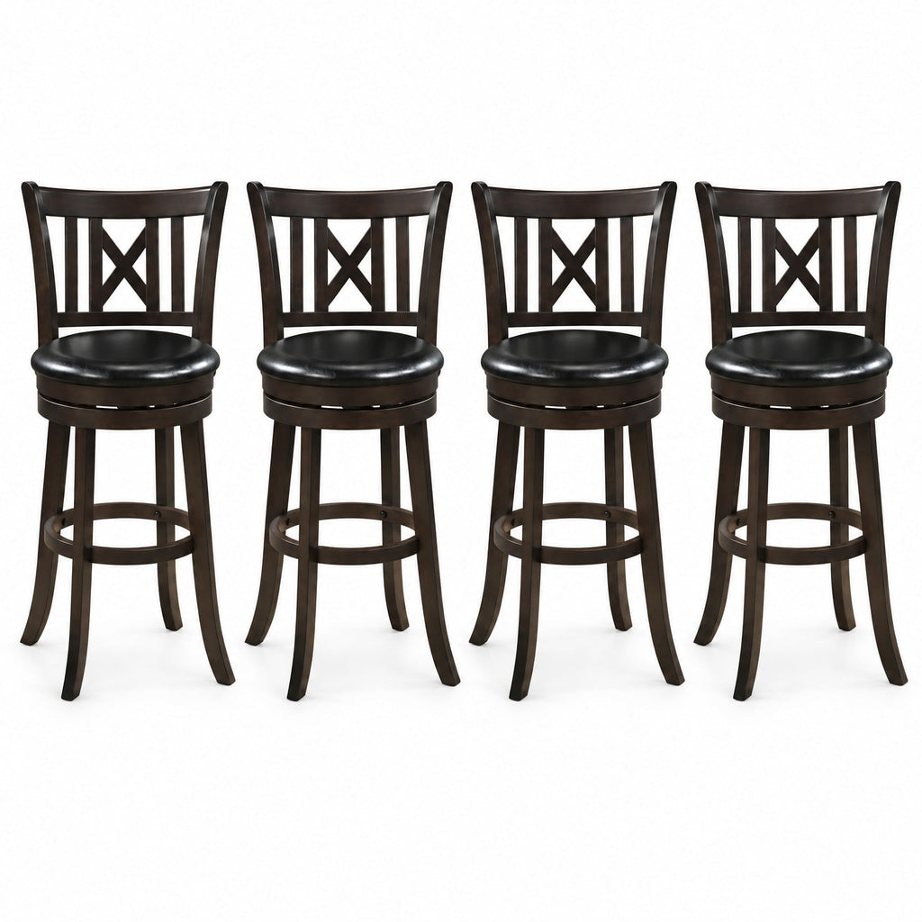 Airfind Set of 4 Bar Stools Swivel Bar Chairs with Hollowed Backrest and Footrest-30 inches, 275 lbs Capacity, 20 Inch x 18 Inch x 39.5 Inch Footprint