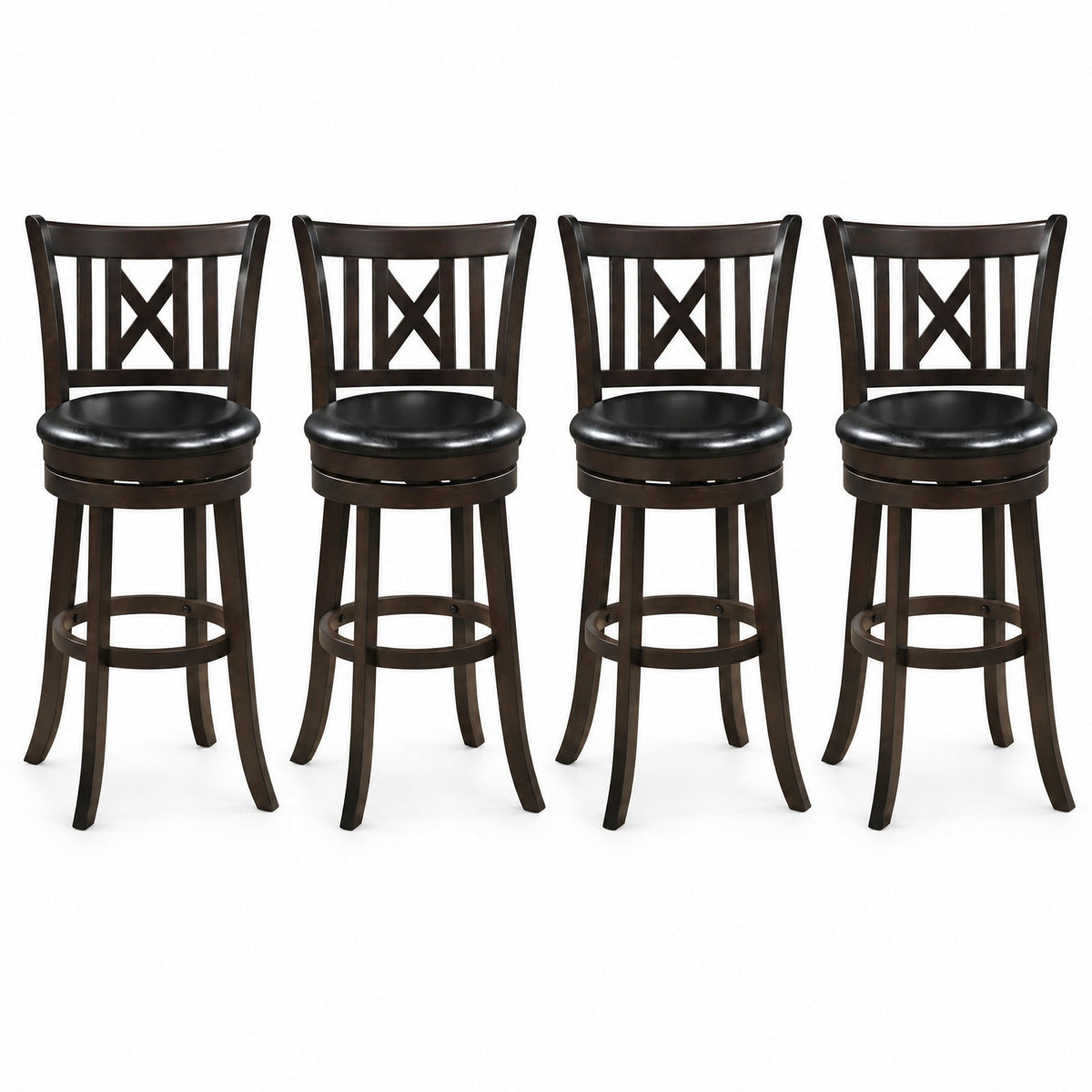 Airfind Set of 4 Bar Stools Swivel Bar Chairs with Hollowed Backrest and Footrest-30 inches, 275 lbs Capacity, 20 Inch x 18 Inch x 39.5 Inch Footprint