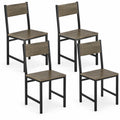 Airfind Set of 4 Dining Chairs with Metal Legs and Slanted Back, 300 lbs Capacity, Metal Engineered Wood Frame, 17.5 x 16 x 34 Footprint, Gray