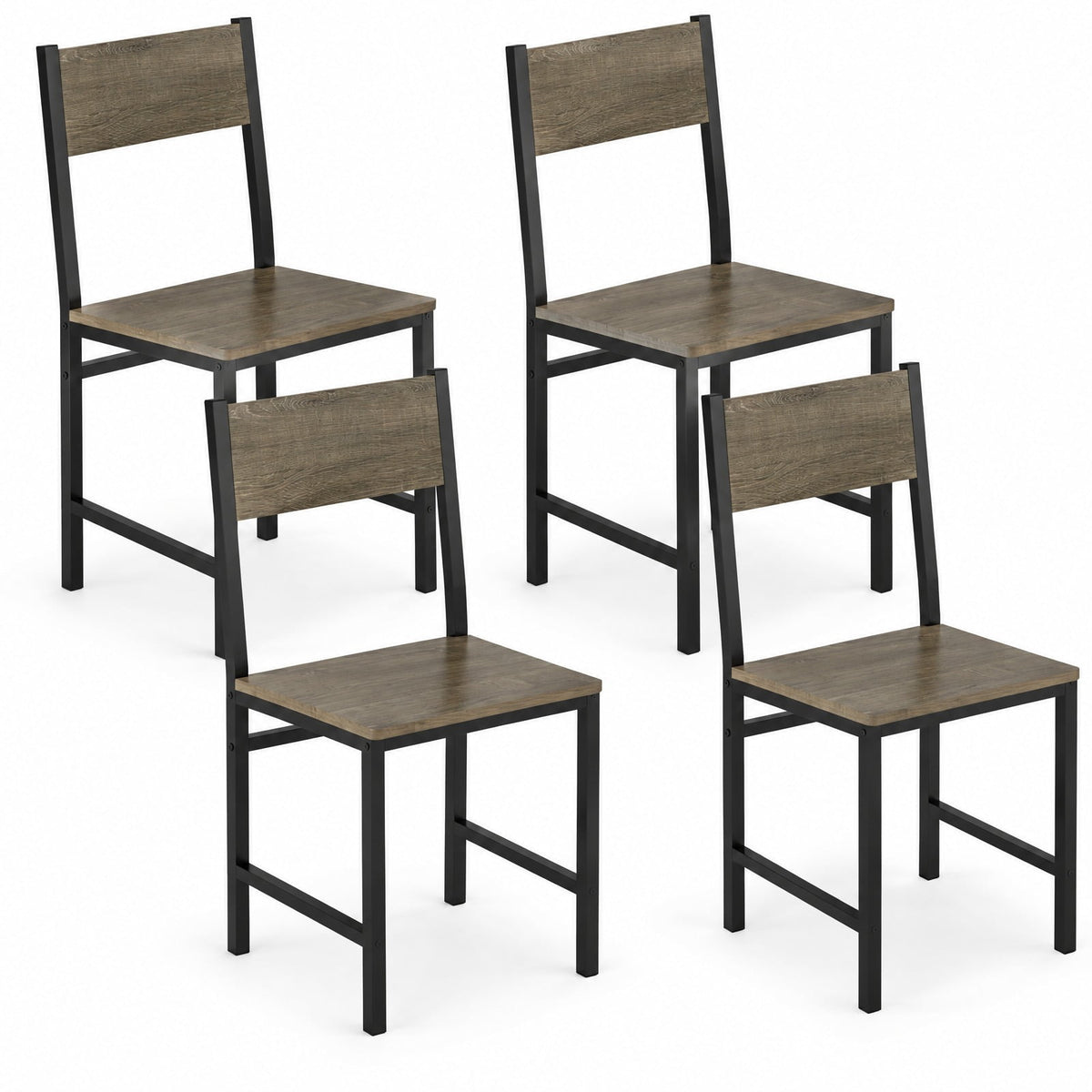 Airfind Set of 4 Dining Chairs with Metal Legs and Slanted Back, 300 lbs Capacity, Metal Engineered Wood Frame, 17.5 x 16 x 34 Footprint, Gray