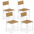 Airfind Set of 4 Dining Chairs with Metal Legs and Slanted Back, 300 lbs Capacity, Metal Engineered Wood Frame, 17.5 x 16 x 34 Footprint, Natural