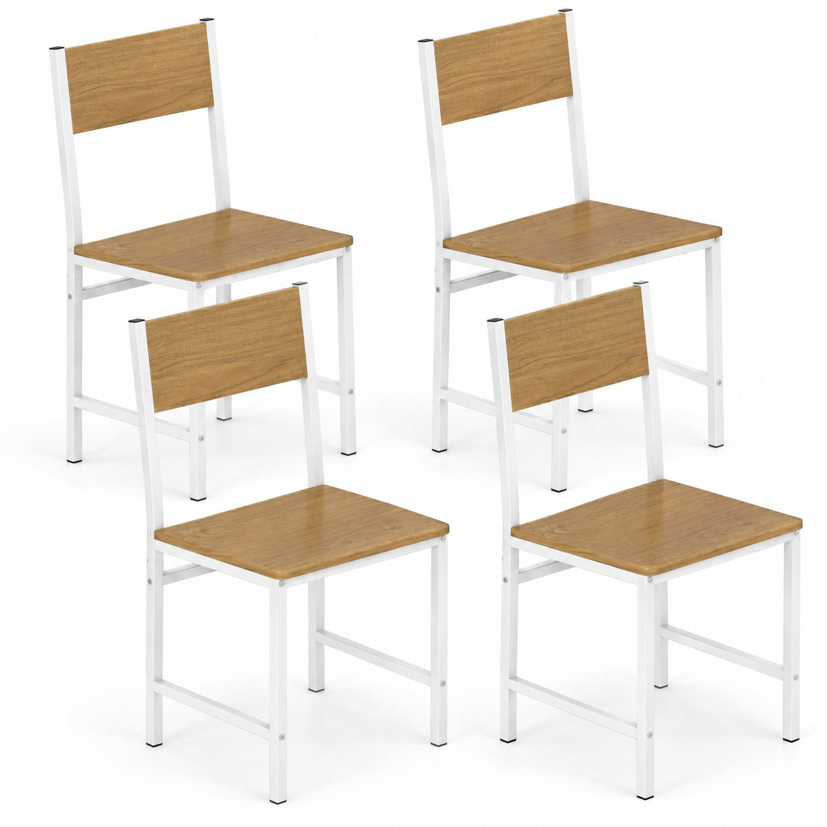 Airfind Set of 4 Dining Chairs with Metal Legs and Slanted Back, 300 lbs Capacity, Metal Engineered Wood Frame, 17.5 x 16 x 34 Footprint, Natural