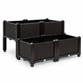 Airfind Set of 4 Elevated Flower Vegetable Herb Grow Planter Box, Reinforced PP materials Frame, Brown