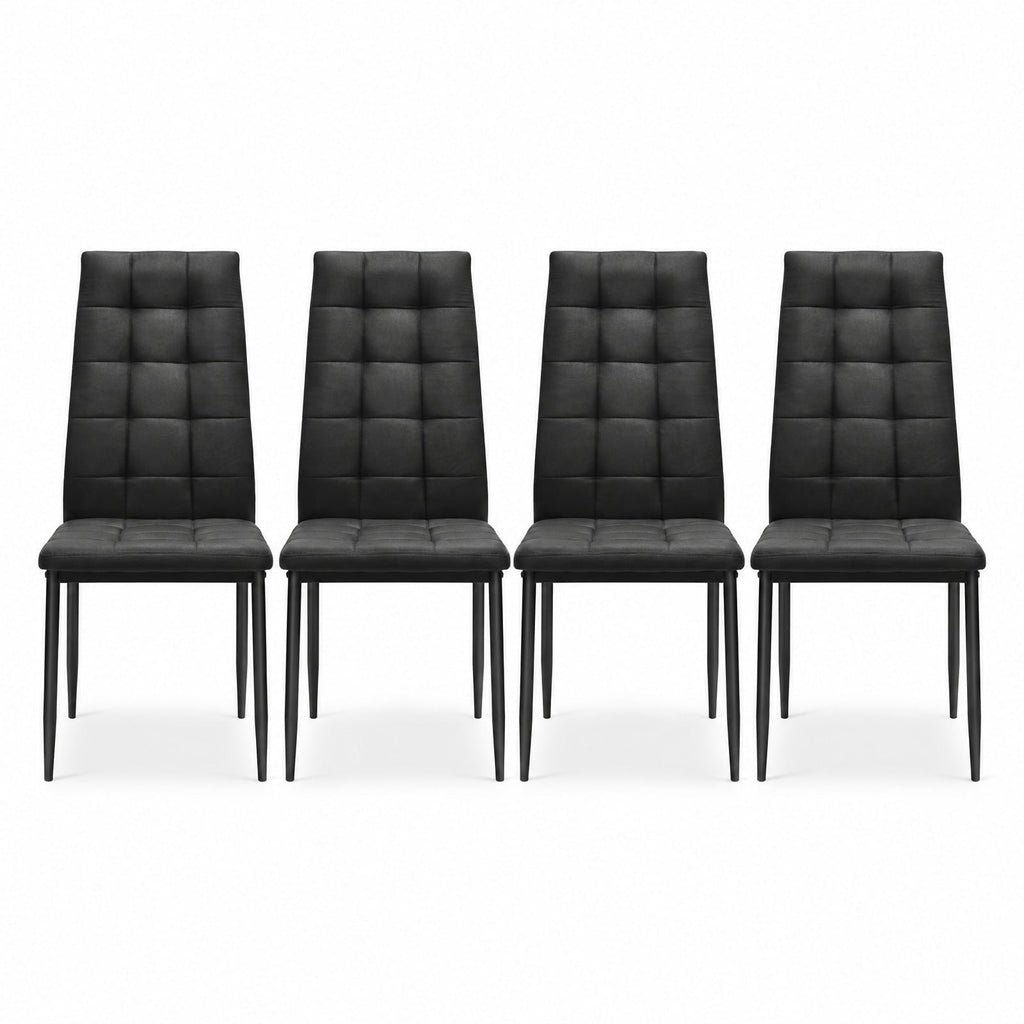 Airfind Set of 4 Fabric Dining Chairs Set with Upholstered Cushion and High Back, 330 lbs Capacity, Metal sponge fabric Frame, Black