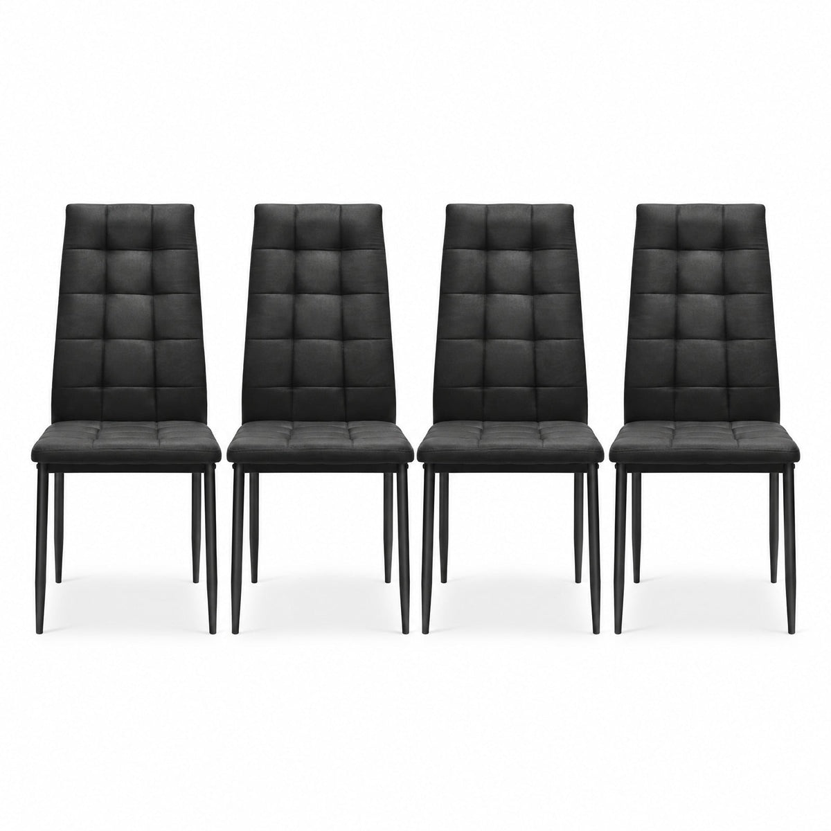 Airfind Set of 4 Fabric Dining Chairs Set with Upholstered Cushion and High Back, 330 lbs Capacity, Metal sponge fabric Frame, Black