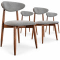 Airfind Set of 4 Fabric Upholstered Dining Chairs with Curved Backs, 330 lbs Capacity, Rubber Wood Polyester Fabric Sponge Frame, Gray