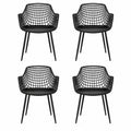 Airfind Set of 4 Heavy Duty Modern Dining Chair featuring Airy Hollow Backrest, 265 lbs Capacity, PVC Frame, 22.5 Inch x 21 Inch x 34 Inch Footprint, Black