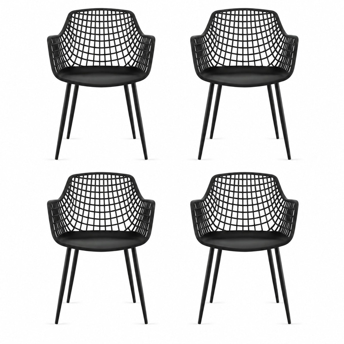 Airfind Set of 4 Heavy Duty Modern Dining Chair featuring Airy Hollow Backrest, 265 lbs Capacity, PVC Frame, 22.5 Inch x 21 Inch x 34 Inch Footprint, Black