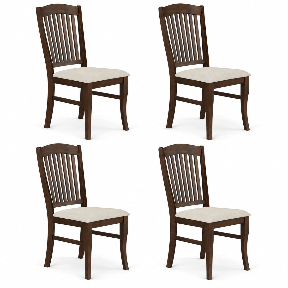 Airfind Set of 4 Kitchen Side Chairs with Rubber Wood Frame and Comfy Padded Seat-Brown White, 400 lbs Capacity, 18 x 20.5 x 40 Footprint, Wood