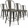 Airfind Set of 4 Metal Bar Stools with Backrests and Footrests, 350 Lbs Capacity, Metal, 18 Inch X 17.5 Inch X 40.5 Inch for Convenient Everyday Use, Gun Metal