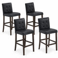 Airfind PVC Dining Leather Bar, Set of 4, Stools with Solid Wood Legs-29 inch, 353 lbs Capacity, PVC rubber wood Frame, Wood, Natural