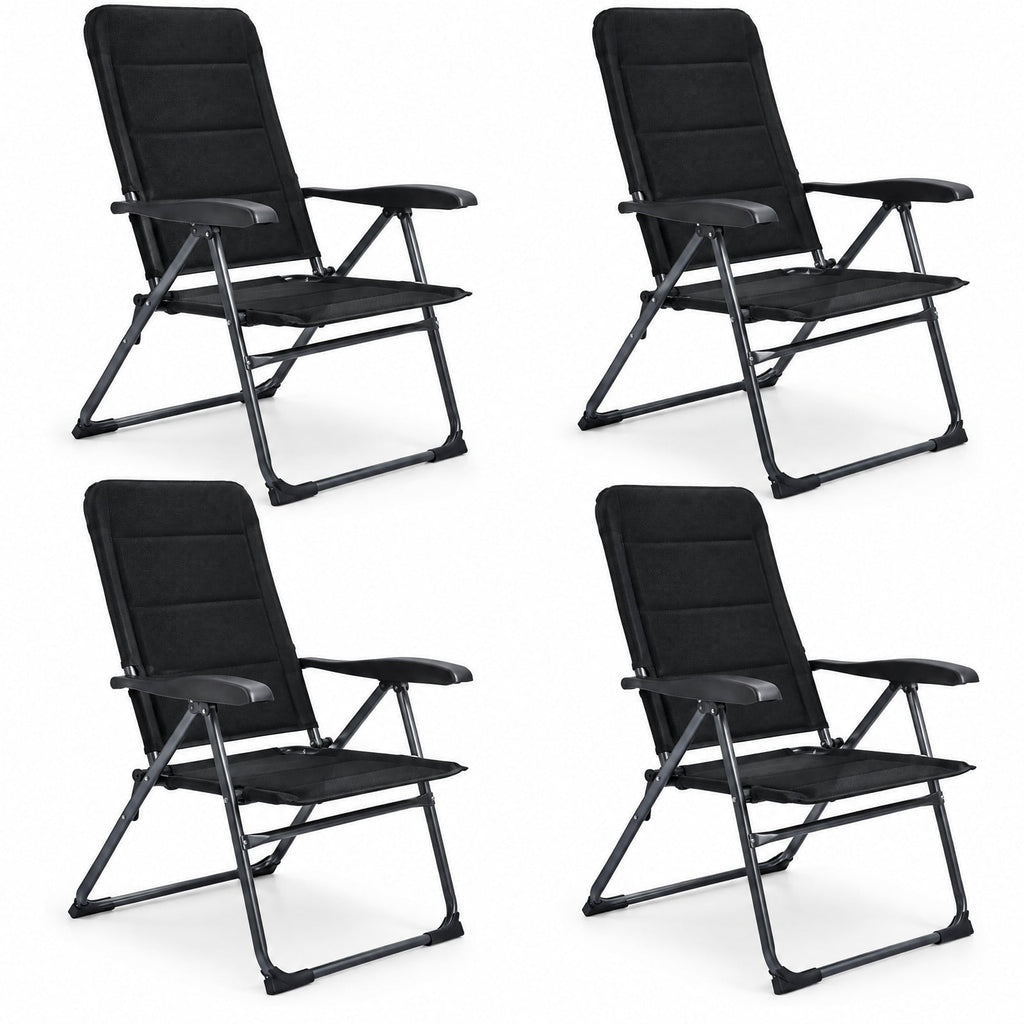 Airfind Set of 4 Patio Folding Chairs with Adjustable Backrest, 300 lbs Capacity, Steel oxford fabric sponge Frame, 28 x 23 x 40 Footprint, Black