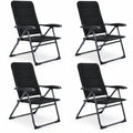 Airfind Set of 4 Patio Folding Chairs with Adjustable Backrest, 300 lbs Capacity, Steel oxford fabric sponge Frame, 28 x 23 x 40 Footprint, Black