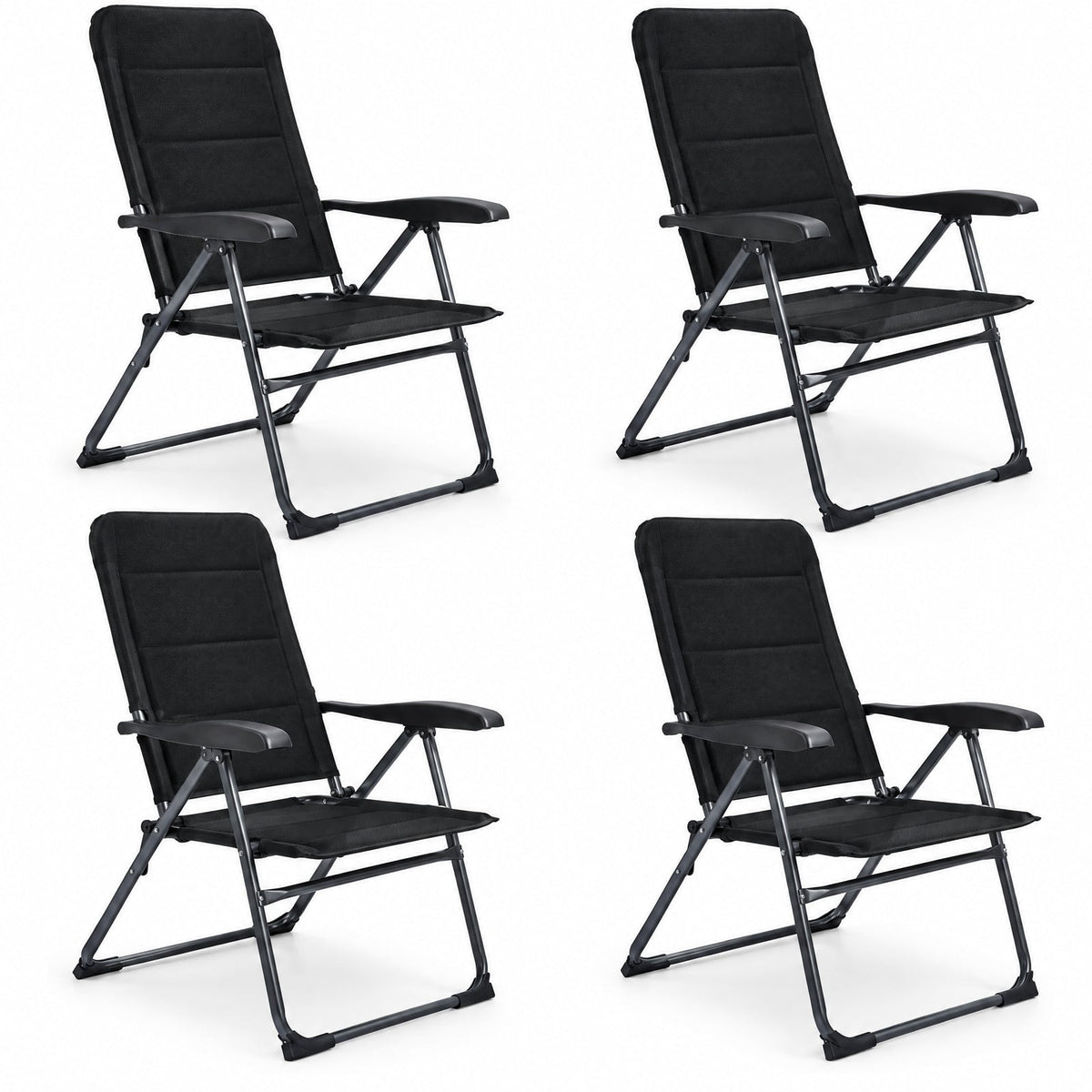 Airfind Set of 4 Patio Folding Chairs with Adjustable Backrest, 300 lbs Capacity, Steel oxford fabric sponge Frame, 28 x 23 x 40 Footprint, Black