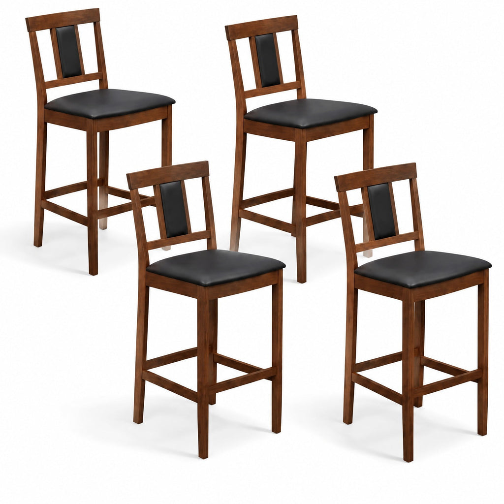 Airfind Set of 4 Upholstered Barstool 29.5 Inch Bar Height with Solid Rubber Wood Frame, 300 lbs Capacity, Walnut