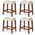 Airfind Set of 4 Upholstered Counter Height Bar Stool with Curved Saddle-seat, 330 Lbs Capacity, Rubber Wood MDF Fabric Sponge, Brown