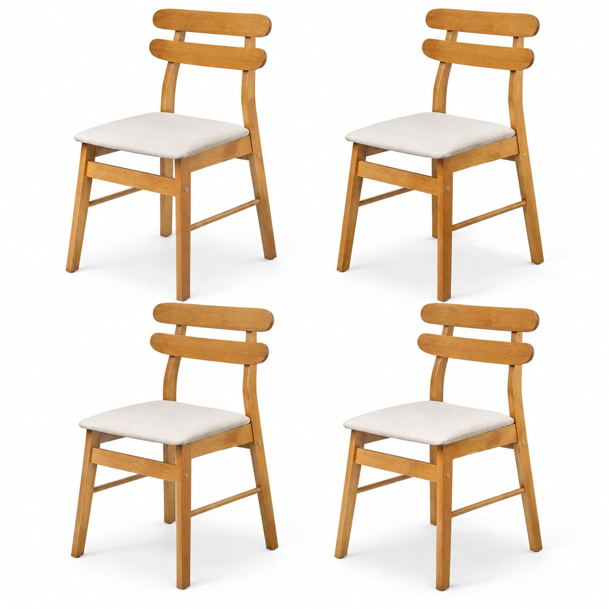 Airfind Dining Chairs, Set of 4 Upholstered, with Padded Seat and Solid Wood Legs, 330 lbs Capacity, Engineered Wood Sponge Engineered Wood, Natural