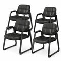 Airfind Set of 4 Upholstered Waiting Room Chair with Armrest and Ergonomic Backrest, 330 lbs Capacity, PU Leather Sponge Metal Frame, Black