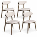 Airfind Set of 4 Wooden Modern Upholstered Dining Chairs with Curved Backrest, 330 lbs Capacity, Rubber Wood Frame, Beige
