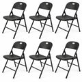 Airfind Set of 6 Foldable Plastic Chairs with Ergonomic Backrest, 330 lbs Capacity, PP Metal Frame, 20.5 Inch x 13.5 Inch x 30.5 Inch Footprint, Black