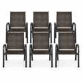 Airfind Set of 6 Outdoor PE Wicker Stackable Chairs with Sturdy Steel Frame, PE rattan steel Frame, Brown