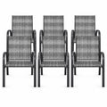 Airfind Set of 6 Outdoor PE Wicker Stackable Chairs with Sturdy Steel Frame, PE rattan steel Frame, Gray