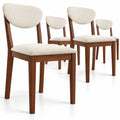 Airfind Sherpa Dining Chairs Set of 4 with Rubber Wood Legs for Dining Room, 400 lbs Capacity, Faux Sherpa Fabric Rubber Wood Frame, Walnut