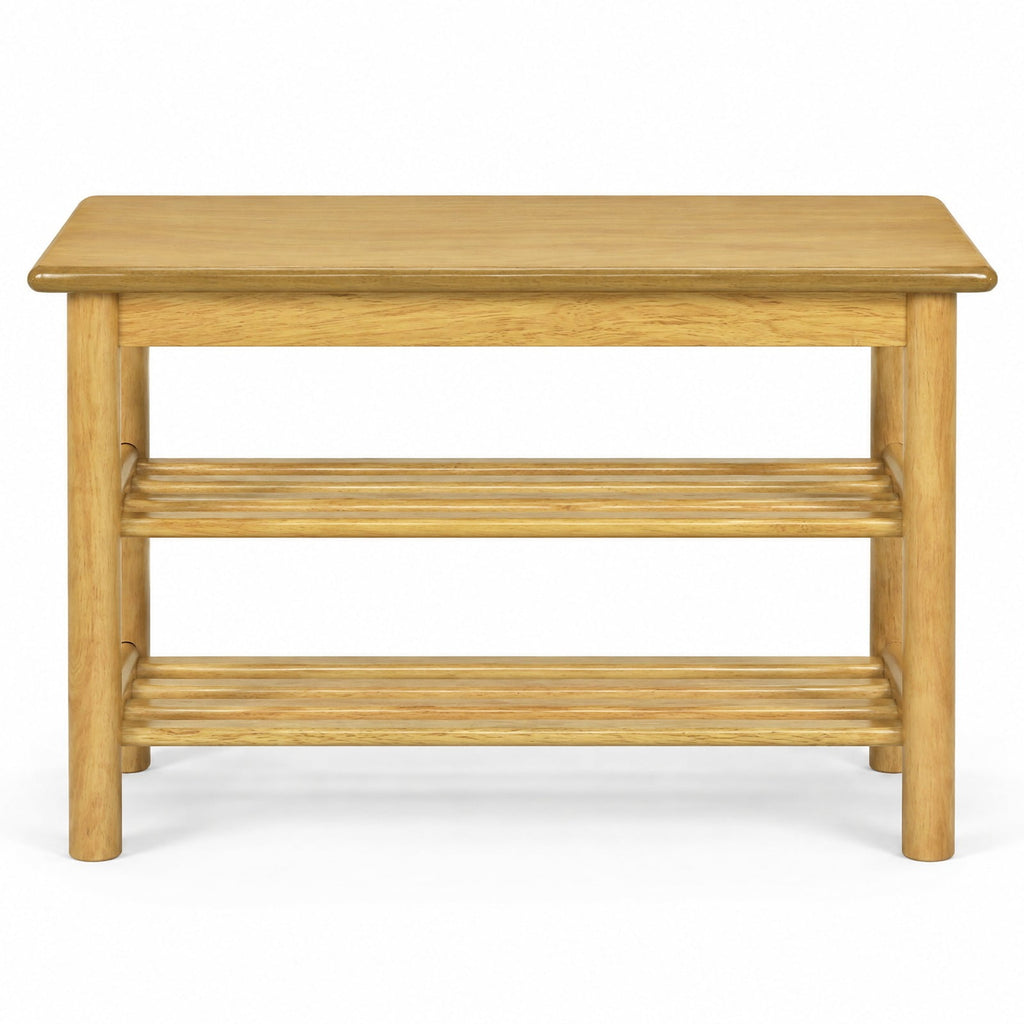 Airfind Shoe Rack Bench 3-Tier Rubberwood Shoe Changing Bench, 485 lbs Capacity, Rubberwood MDF Frame, 24 Inch x 12 Inch x 17 Inch Footprint, Natural