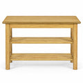 Airfind Shoe Rack Bench 3-Tier Rubberwood Shoe Changing Bench, 485 lbs Capacity, Rubberwood MDF Frame, 24 Inch x 12 Inch x 17 Inch Footprint, Natural