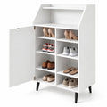 Airfind Shoe Storage Cabinet with 2-Tier Open Compartment and 4-Tier Adjustable Shelf, 44 lbs Capacity, Engineered Wood Frame, White