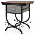 Airfind Side Table with Fabric Drawer and Carved Metal Frame for Living Room, 88 lbs Capacity, Engineered Wood Metal Fabric Frame, Black Gray